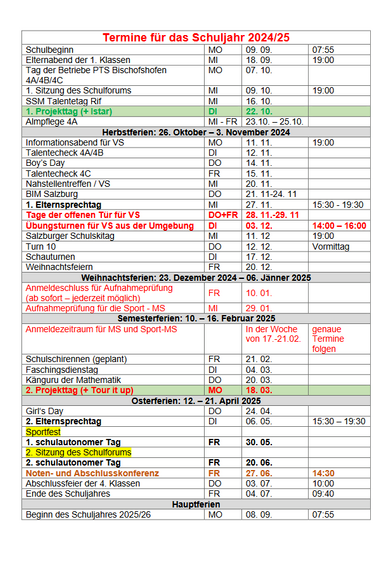 termine im schuljahr 2024 25 schuler aktuell